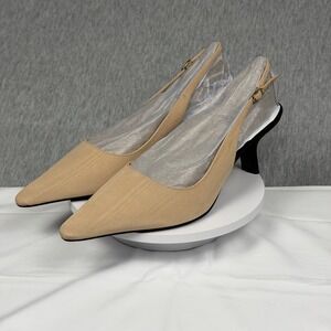 Sam Edelman Bianka Slingback Pumps Sand Fabric Pointed Toe I2677FD253 Sz 10